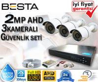 2 MP 1080P FULL HD 3 Kameralı Ahd Güvenlik Seti  BG-1413