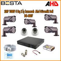 2MP 1080P 5 Dış 2 İç kameralı Ahd Güvenlik Seti BG-8807