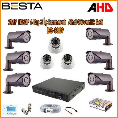2MP 1080P 6 Dış 3 İç kameralı Ahd Güvenlik Seti BG-8809